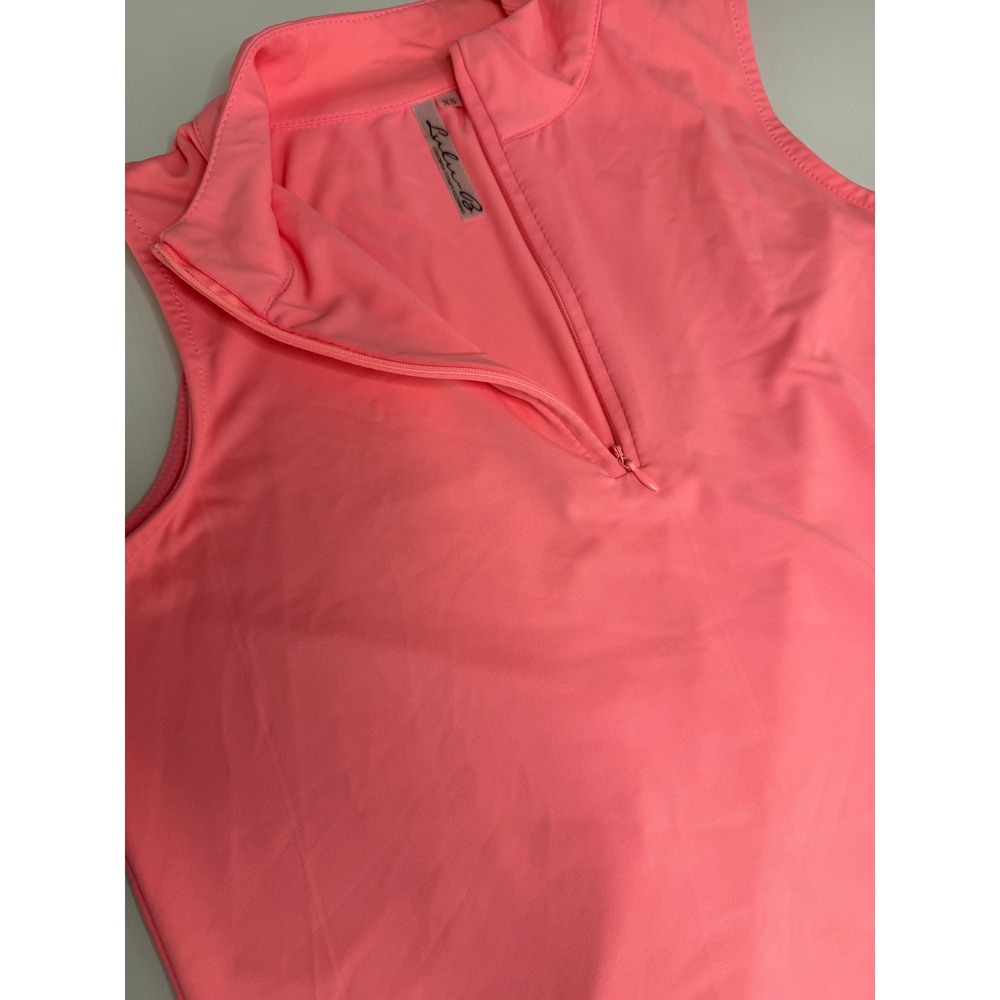Lulu-B Womens Coral Pink Sleeveless Quarter Zip Mock Neck Golf Top XS - Picture 8 of 9